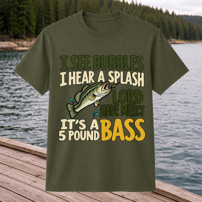 Five Pound Bass Fishing Humor Graphic T-Shirt