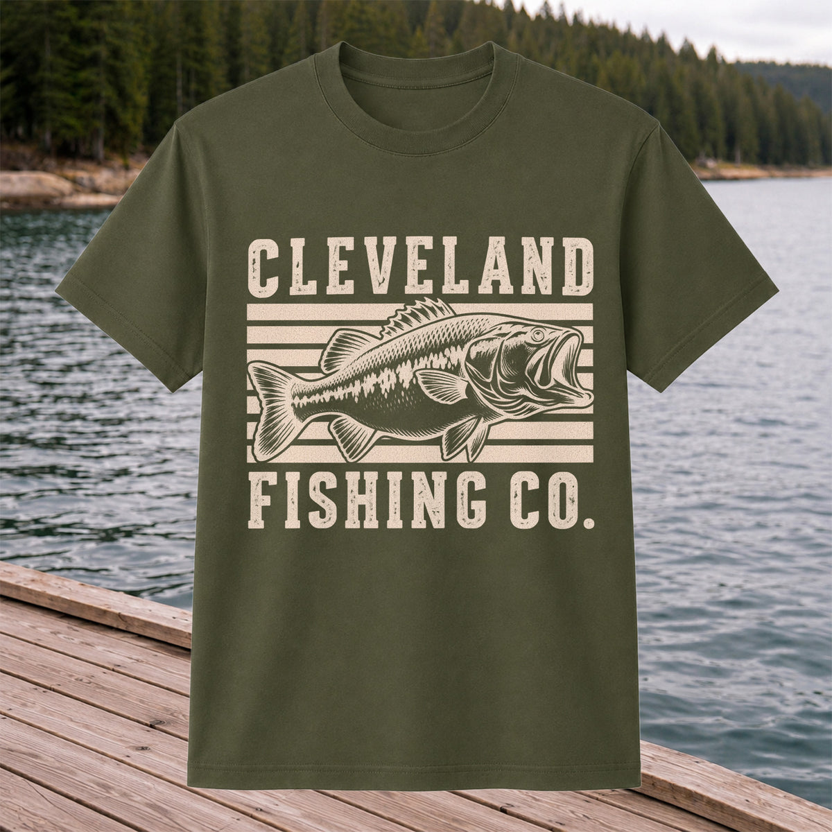 Cleveland Fishing Co Bass Fishing Graphic T-Shirt