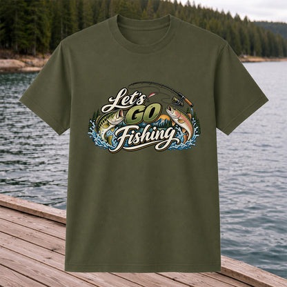 Let's Go Fishing Bass and Rainbow Trout Graphic T-Shirt
