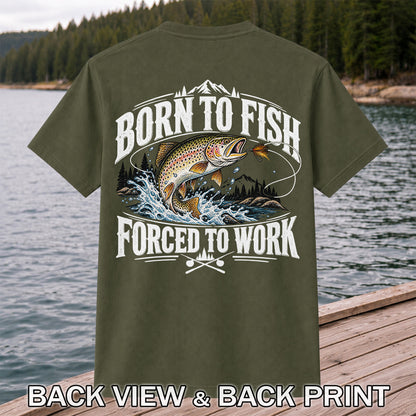 Brown Trout Mountain Lake Fishing Graphic T-Shirt | Back Print