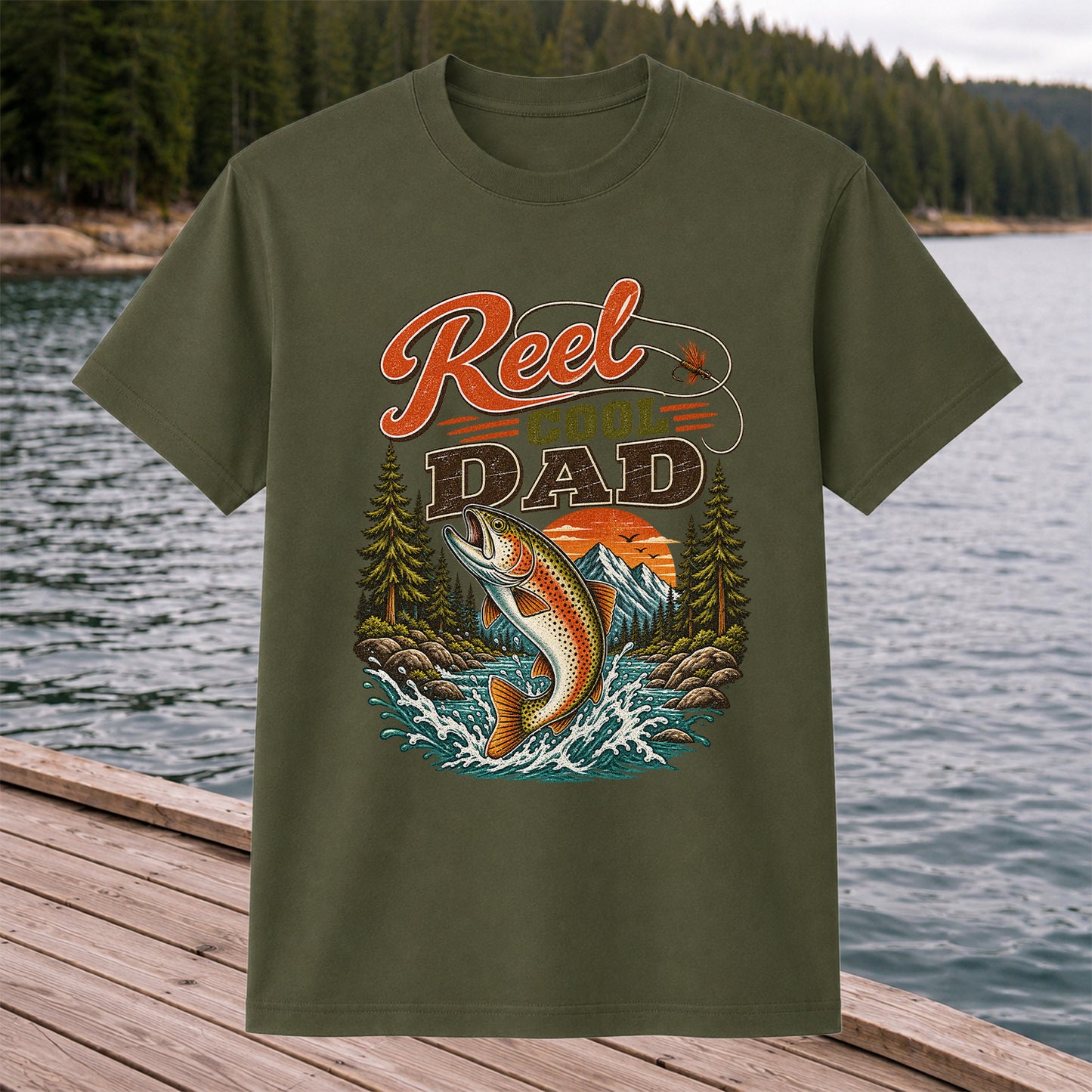 Reel Cool Dad Trout Fishing Graphic T-Shirt