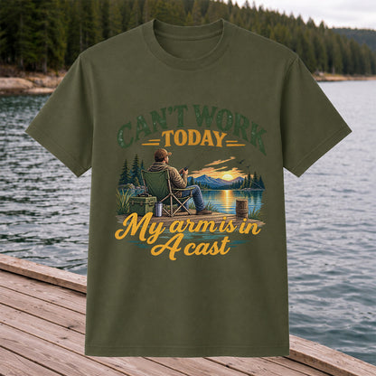 Can't Work Today My Arm Is in a Cast Fishing T-Shirt