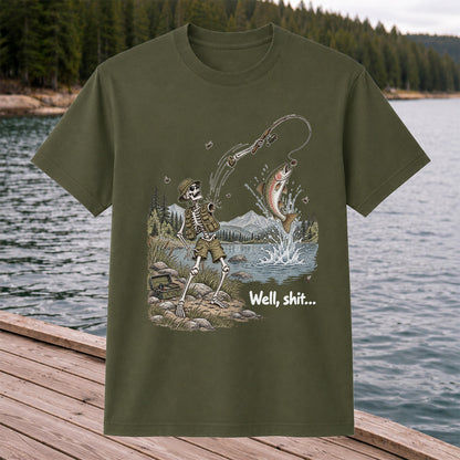 Funny Fishing Skeleton T-Shirt, Trout Fishing Tee