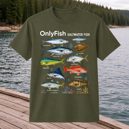 OnlyFish Saltwater Fish Identification T-Shirt