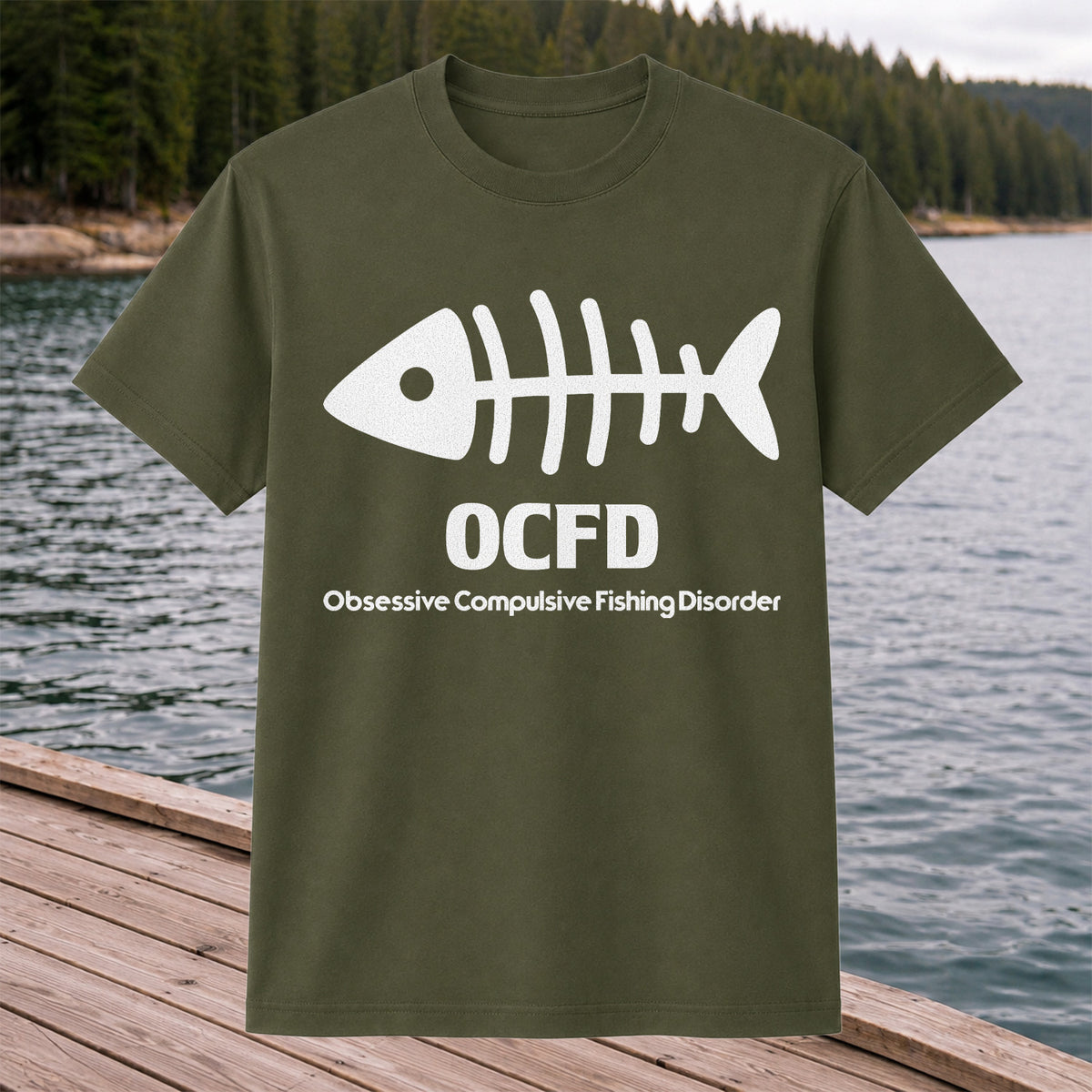 Funny Fish Skeleton Fishing Graphic T-Shirt