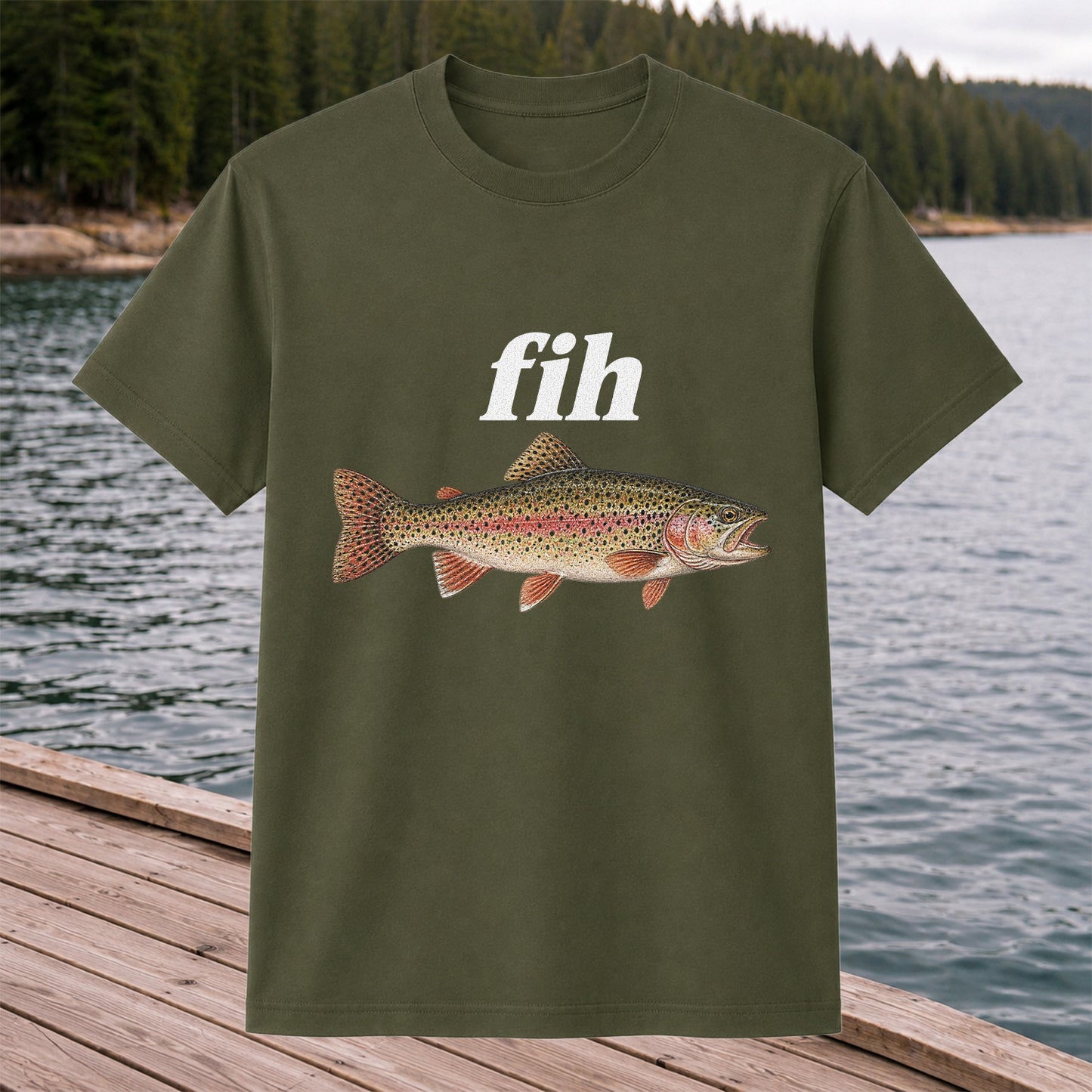 Fih Rainbow Trout Minimalist Fishing Graphic T-Shirt