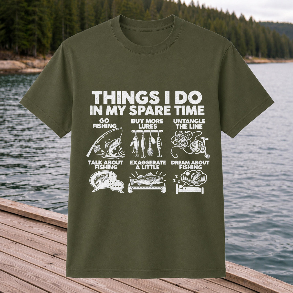 Things I Do in My Spare Time Funny Fishing Graphic T-Shirt