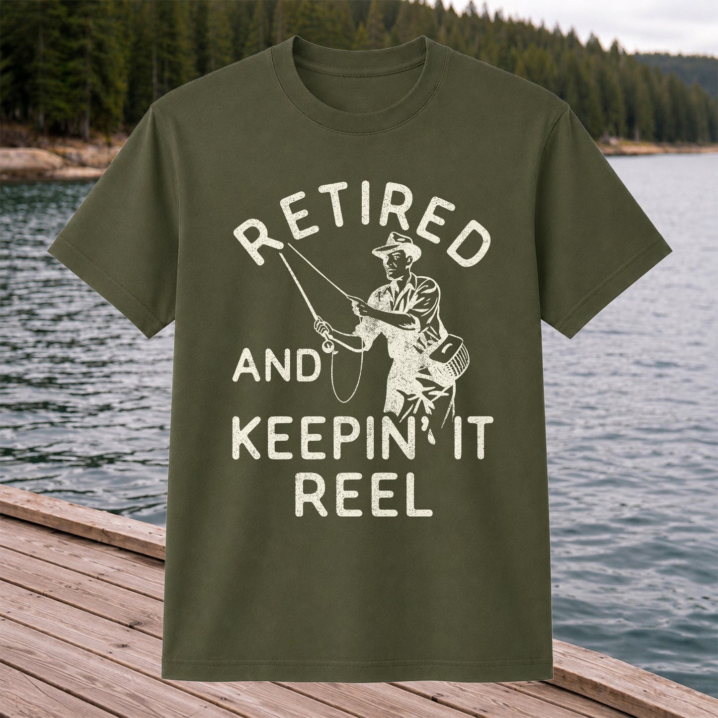 Retired And Keepin It Reel T-Shirt Fishing Retirement Gift for Fisherman