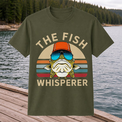 The Fish Whisperer Bass in Sunglasses Funny Fishing T-Shirt