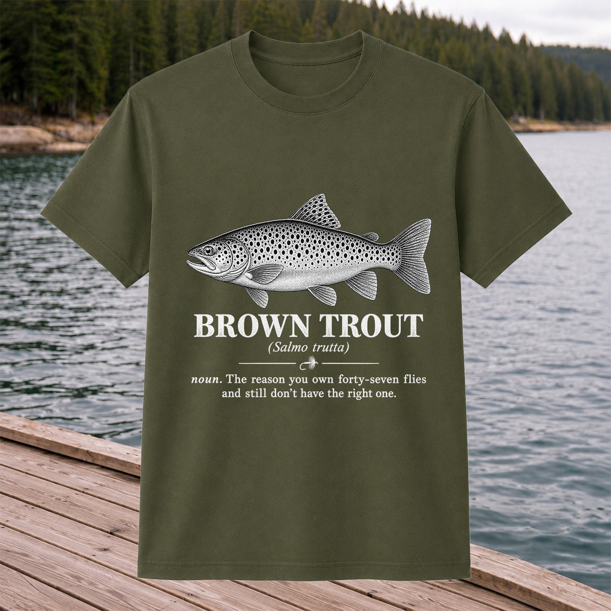 Brown Trout Forty-Seven Flies Funny Fly Fishing Graphic T-Shirt