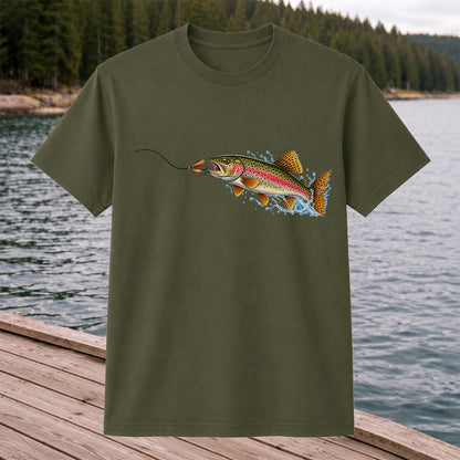 Rainbow Trout Chasing a Fly Fishing Graphic T-Shirt