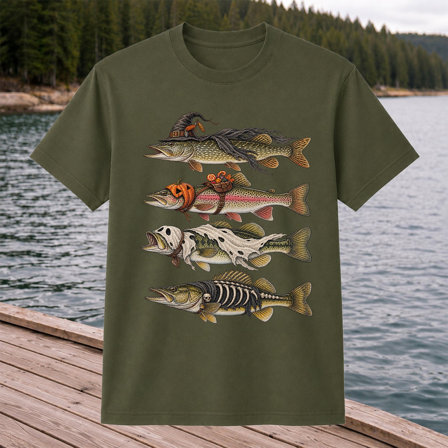 Halloween Costume Fish Freshwater Fishing Graphic T-Shirt