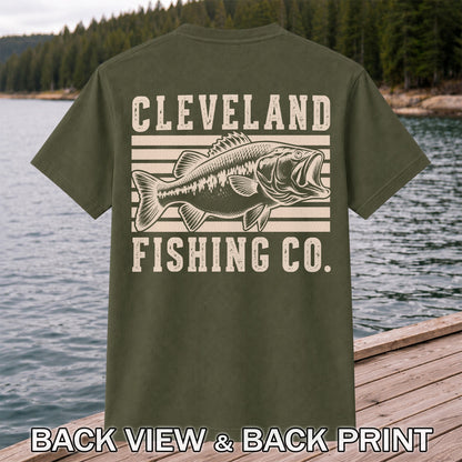 Cleveland Fishing Co Bass Fishing Graphic T-Shirt | Back Print