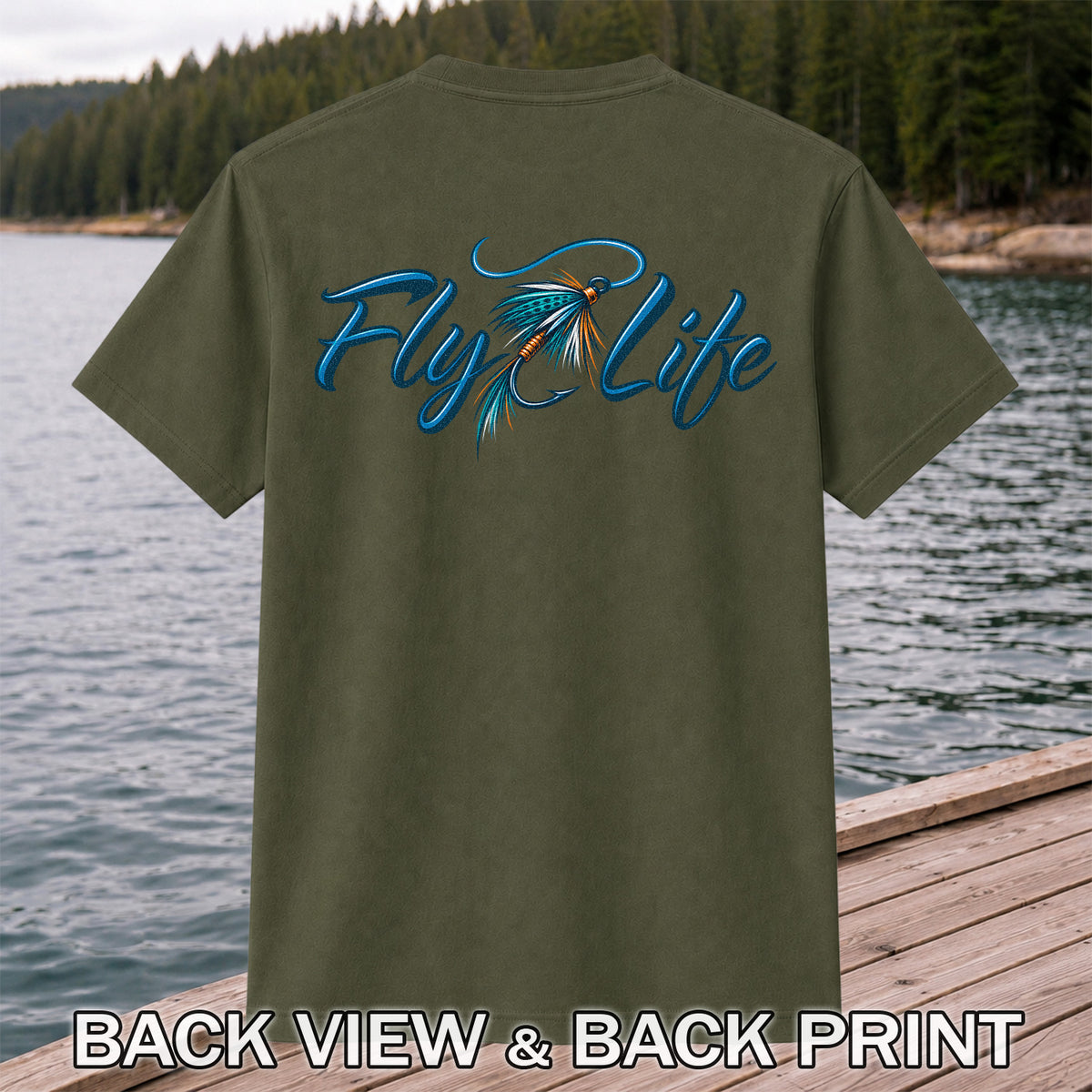 Fly Life Fishing Lure Graphic T-Shirt | Back Print