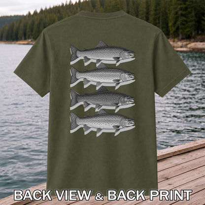Vintage Trout Collection Freshwater Fishing Graphic T-Shirt | Back Print
