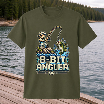 8-Bit Angler Pixel Art Bass Fishing Graphic T-Shirt