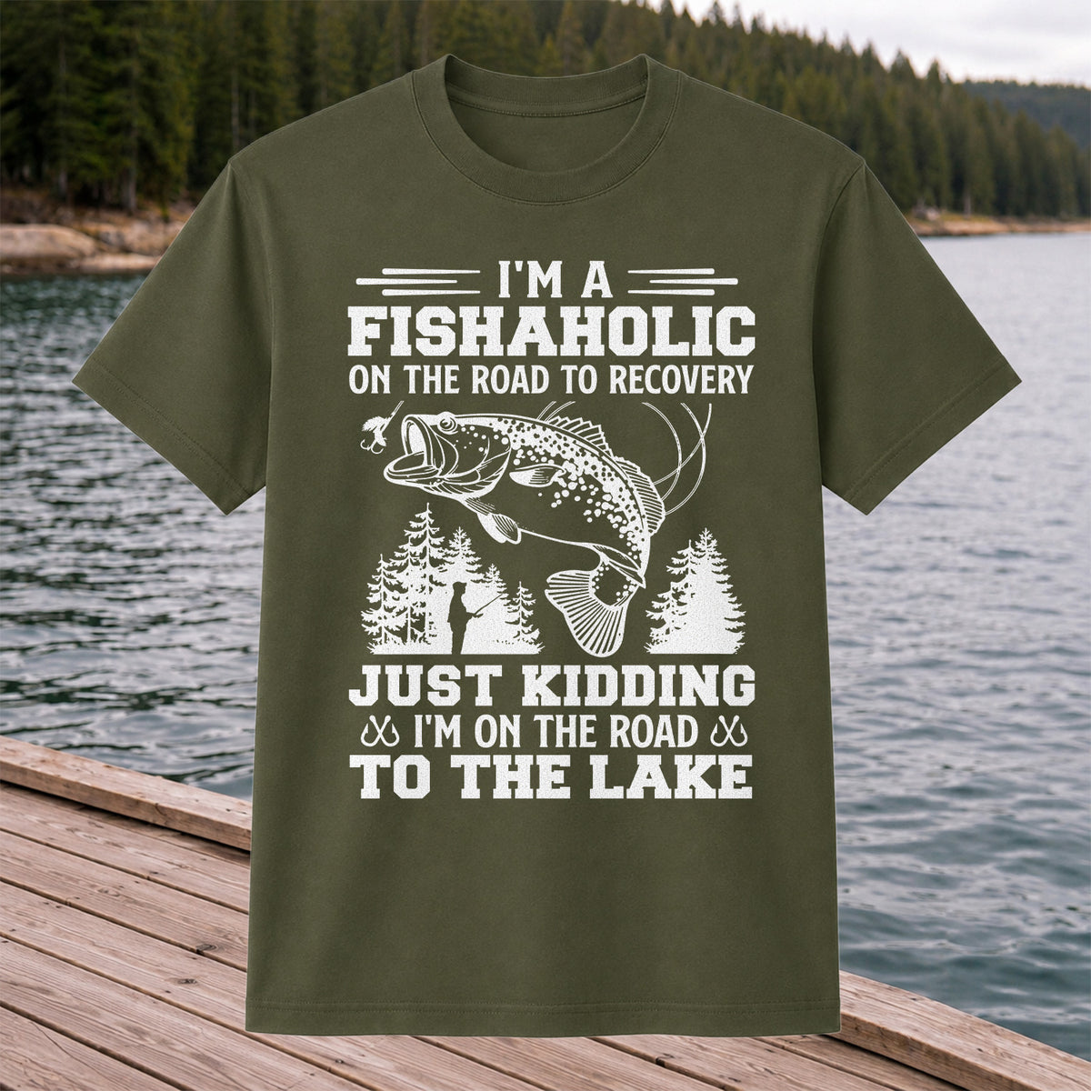 I'm a Fishaholic on the Road to Recovery Funny Fishing T-Shirt
