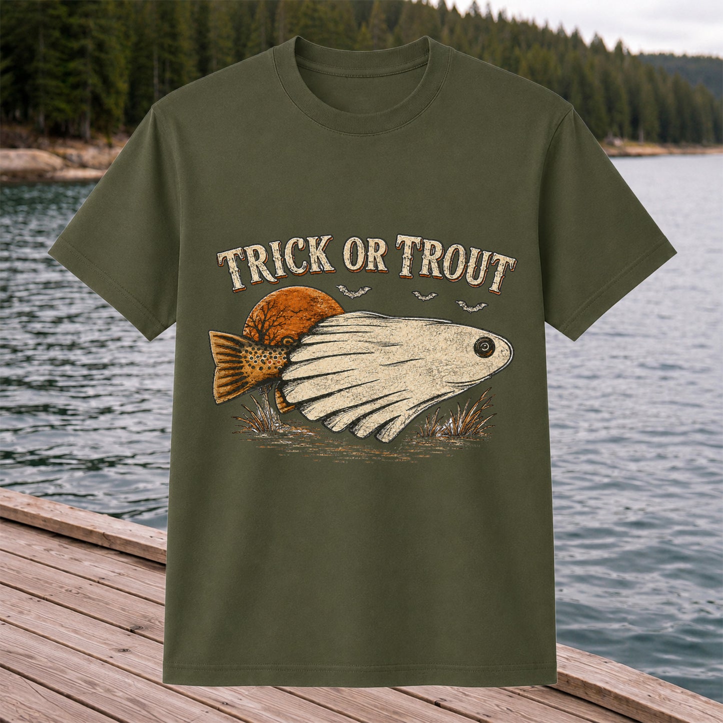 Trick or Trout Halloween Fishing T Shirt