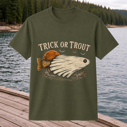 Trick or Trout Halloween Fishing T Shirt