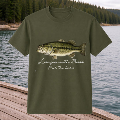 Largemouth Bass Fishing T-Shirt Fish The Lakes Vintage Bass Angler Tee