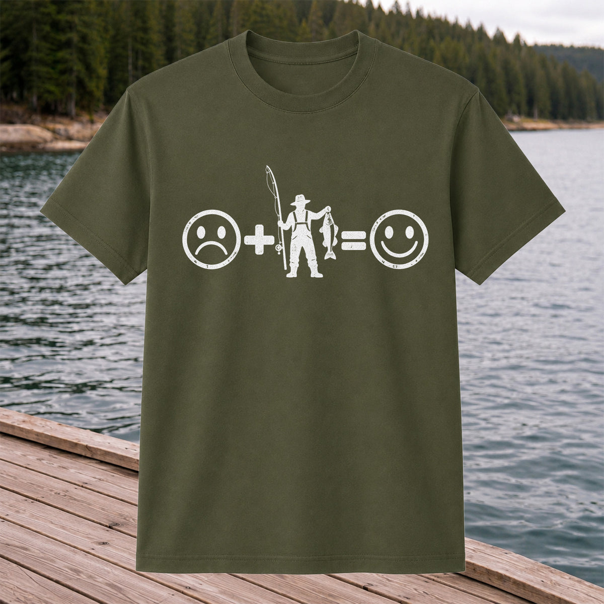 Fishing Turns Sad Face Into Happy Face Graphic T-Shirt