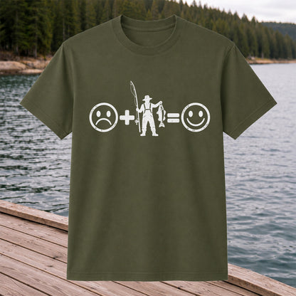 Fishing Turns Sad Face Into Happy Face Graphic T-Shirt
