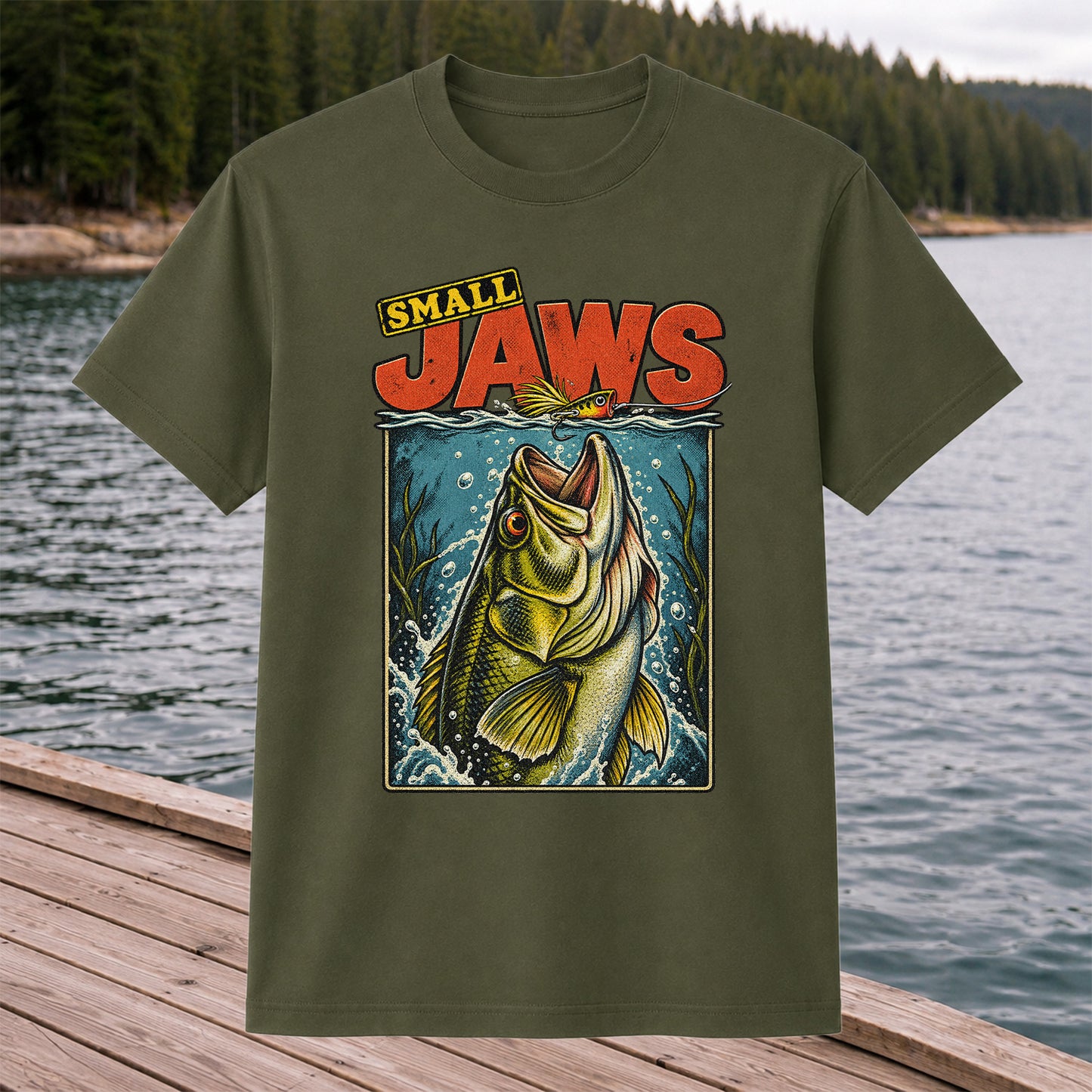 Small Jaws Bass Fishing Graphic T-Shirt