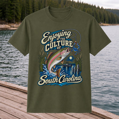 Enjoying the Culture of South Carolina Trout and Crab Fishing T-Shirt