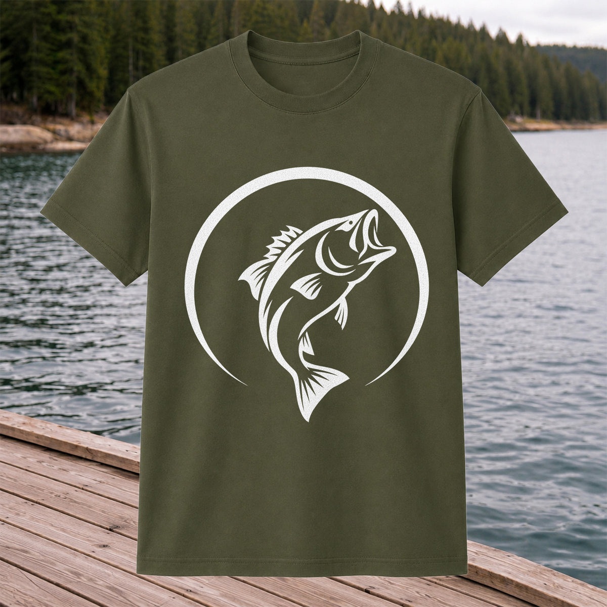 Minimalist Jumping Bass Fishing Silhouette T-Shirt