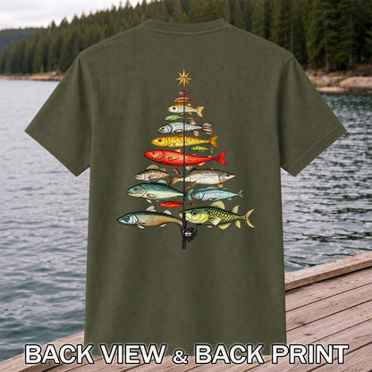 Vintage Fish Collection Fishing Rod Graphic T-Shirt | Back Print
