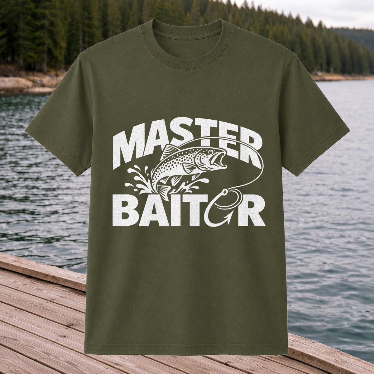 Master Baiter Funny Trout and Fishing Hook T-Shirt