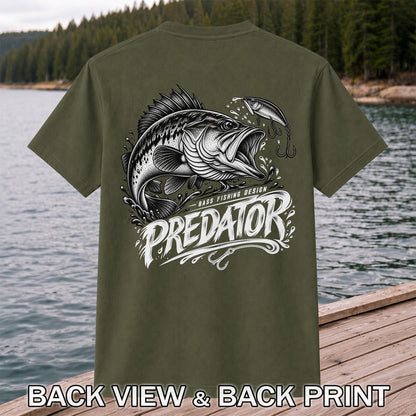 Predator Bass Fishing Design Largemouth Bass Graphic T-Shirt | Back Print