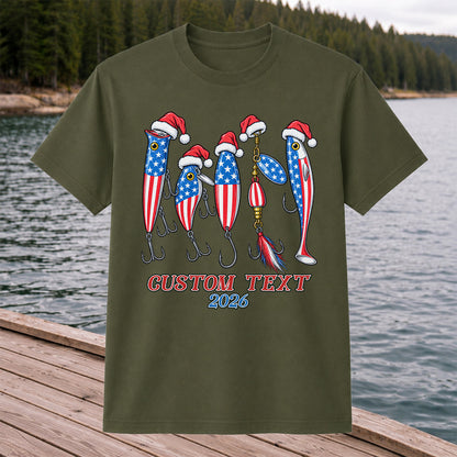 Personalized Patriotic Christmas Fishing Lures T-Shirt