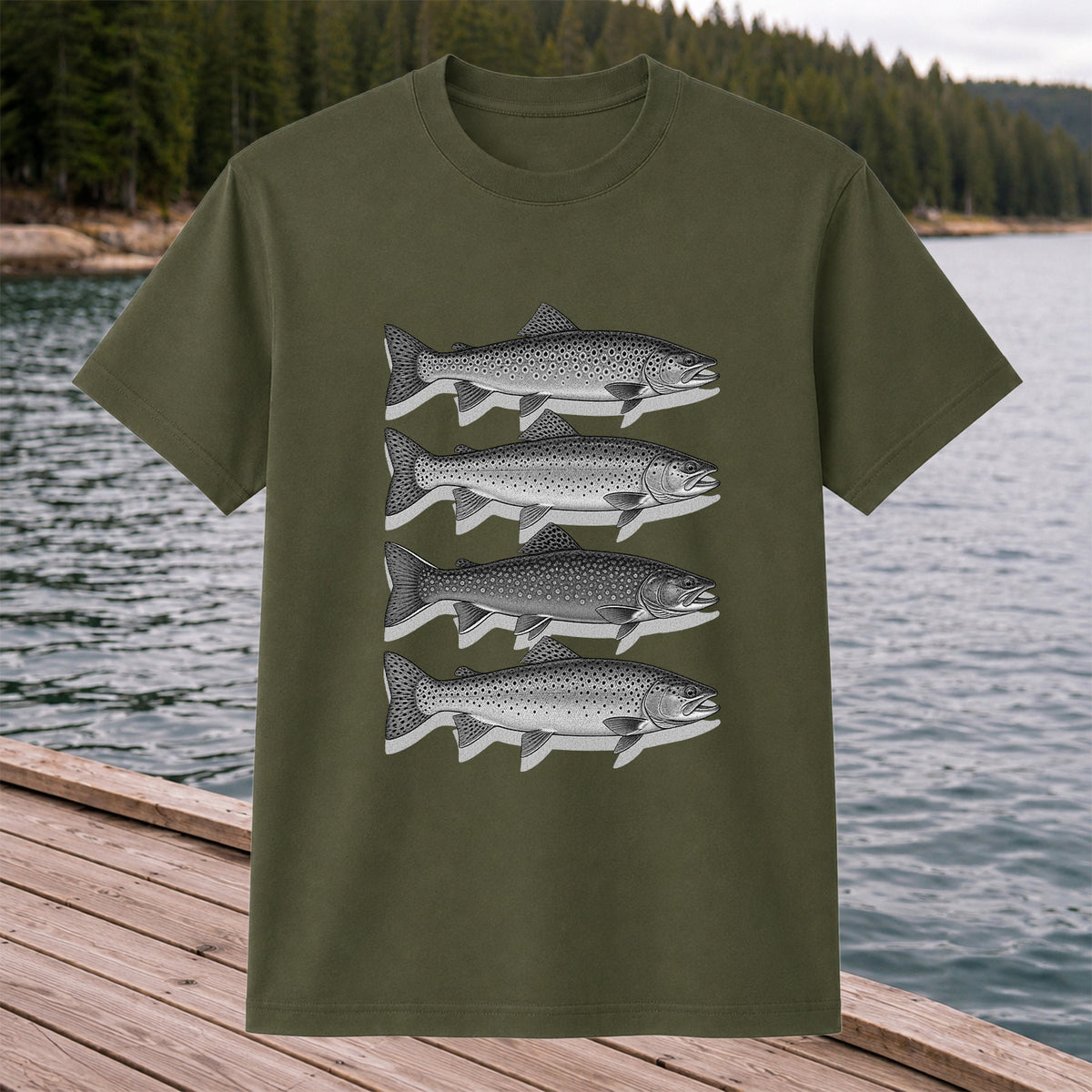 Vintage Trout Collection Freshwater Fishing Graphic T-Shirt