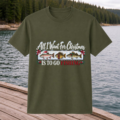 Christmas Freshwater Fish Fishing Graphic T-Shirt