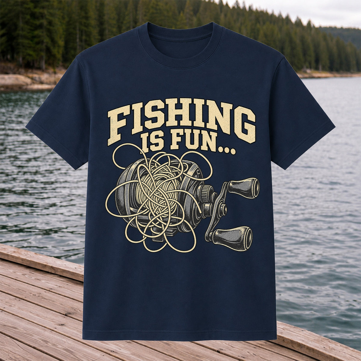 Fishing Is Fun Tangled Baitcasting Reel Funny Fishing T-Shirt