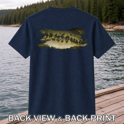 Custom Text Bass Fishing Graphic T-Shirt | Back Print