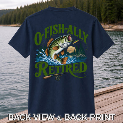 I Fish All Retired Funny Bass Fishing Graphic T-Shirt | Back Print