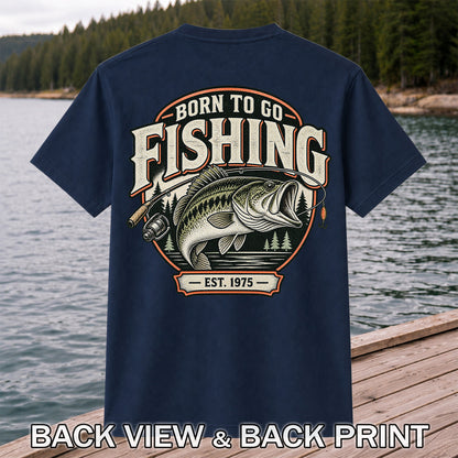 Born to Go Fishing Est. 1975 Vintage Bass Graphic T-Shirt | Back Print