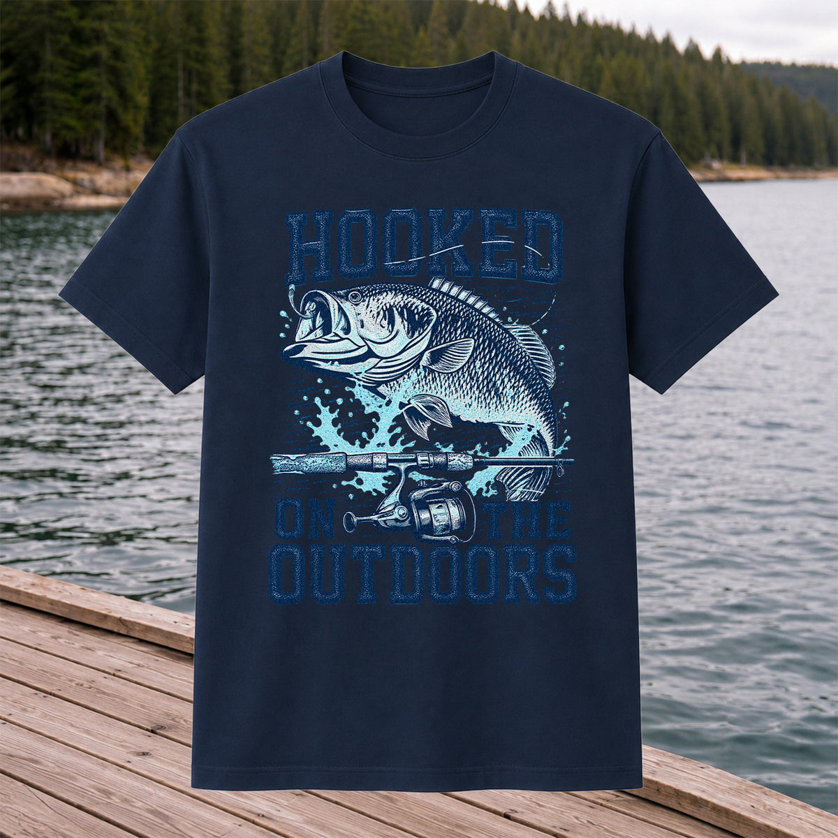 Hooked on the Outdoors Bass Fishing Graphic T-Shirt