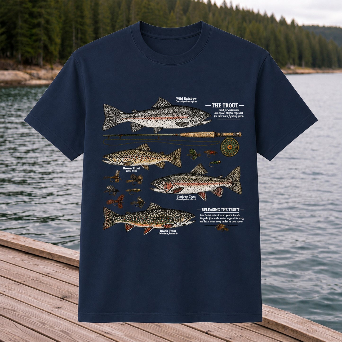 The Trout Species Chart Vintage Fly Fishing Graphic T-Shirt