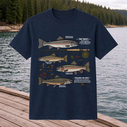 The Trout Species Chart Vintage Fly Fishing Graphic T-Shirt