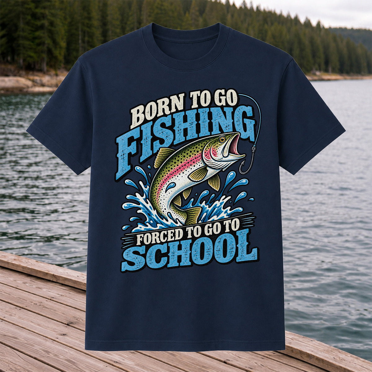 Born to Go Fishing Forced to Go to School Rainbow Trout T-Shirt