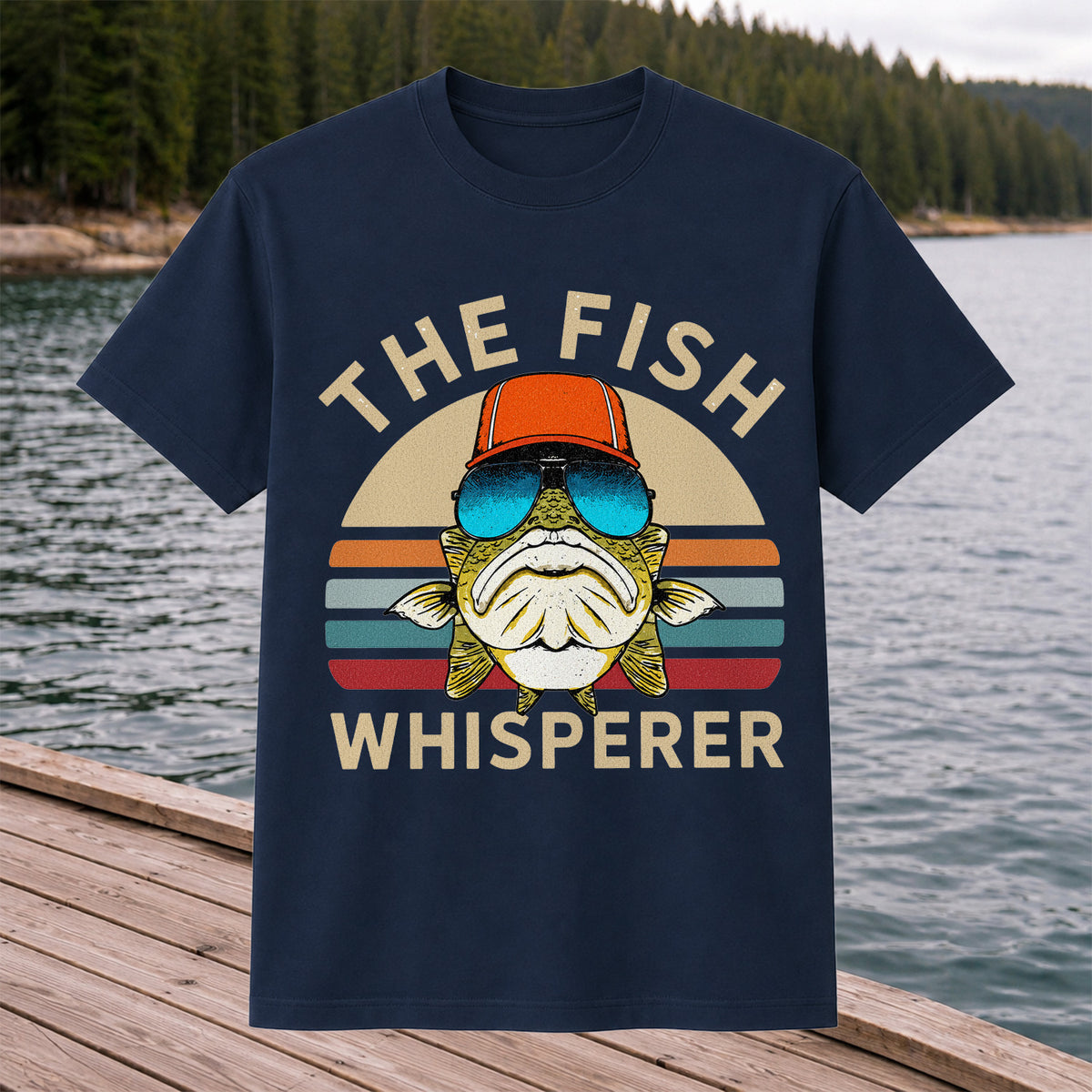 The Fish Whisperer Bass in Sunglasses Funny Fishing T-Shirt