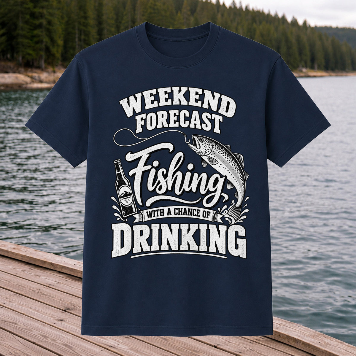 Weekend Forecast Fishing With a Chance of Drinking Trout T-Shirt