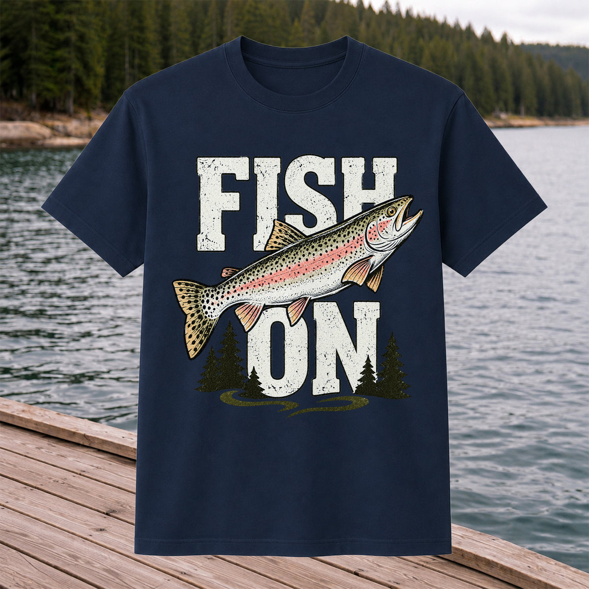 Fish On Rainbow Trout Fishing Graphic T-Shirt