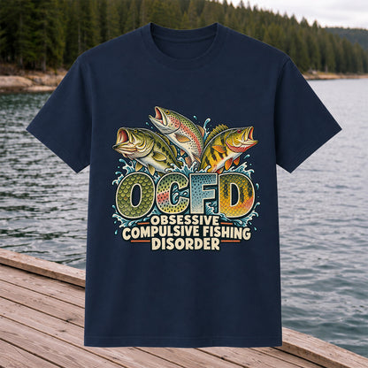OCFD Obsessive Compulsive Fishing Disorder Bass and Trout T-Shirt