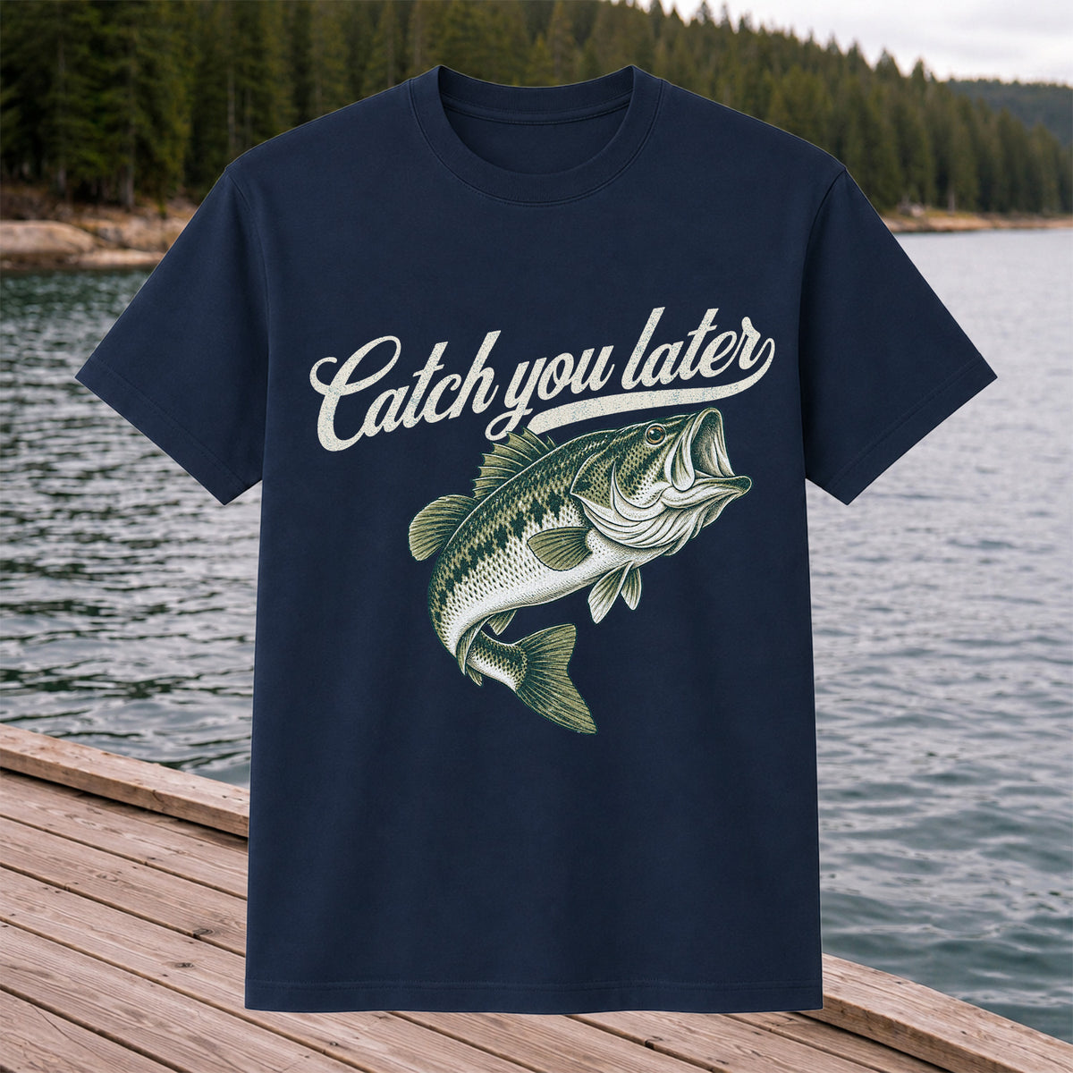 Catch You Later Largemouth Bass Funny Fishing Graphic T-Shirt