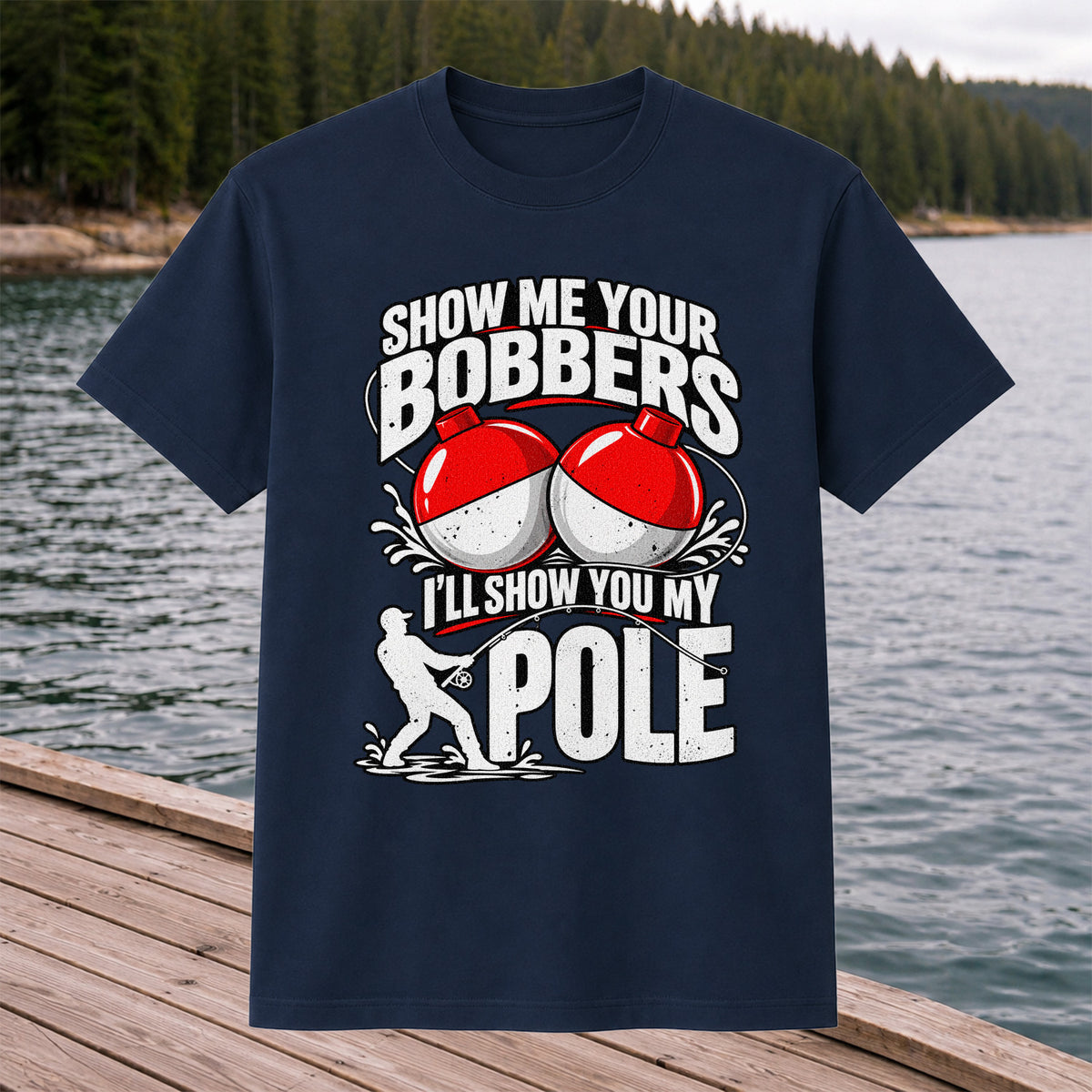 Show Me Your Bobbers I'll Show You My Pole Funny Fishing T-Shirt