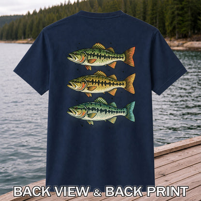 Three Bass Fishing Graphic T-Shirt | Back Print